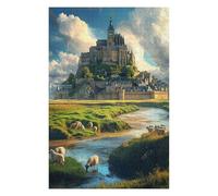 Puzzle 1000 pièces Mont Saint Michel, Puzzle coloré pour Adultes et Enfants, de qualité éprouvée-50x70cm