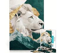Puzzle 1000 pièces Montagne du Lion Blanc Jeu de réflexion Découpe de Haute précision Défi Amusant pour Passer Le Temps d'attente (38x52cm)
