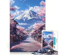Puzzle 1000 pièces Montagne Fuji Pastel pour Adolescents, Jeu d'entraînement cérébral, Art apaisant et Amusant à Assembler, Objet de Collection (50x75cm)