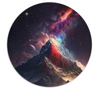 Puzzle 1000 pièces, Montagnes enneigées, Rond, pour Adultes, soirées de Jeux en Famille, décoration à Faire soi-même, 67,5 x 67,5 cm