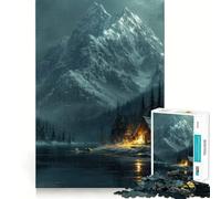 Puzzle 1000 pièces Montagnes Nordiques Nocturnes pour Adultes Jeu de logique et de Partage Finition Premium Cadeau élégant (38x26cm)