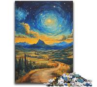 Puzzle 1000 pièces Montagnes sous Le Ciel Nocturne pour Adultes et Adolescents, Anti-Stress, idéal pour Passer Le Temps à la Maison, avec Affiche et fiche de Questions-réponses Assorties (38x52cm)