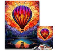 Puzzle 1000 pièces Montgolfière colorée en Bois, idéal pour se détendre et se Mettre au défi, décoration d'intérieur colorée, pour Les Amis 50x75cm / 19,68x29,52 Pouces