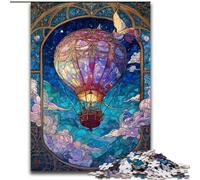 Puzzle 1000 pièces Montgolfière en vitrail pour Adultes, pour Les Vacances à la Maison, Anti-Stress et pour renforcer l'amour Entre Couples 26x38cm