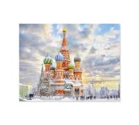 Puzzle 1000 Pièces，Moscou: Place Rouge avec la cathédrale Saint-Basile, Russie，Adultes Uniques en Bois 1000 Puzzles, Enfants Éducatifs Famille Jouets Intéressants（75x50cm）-R4