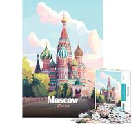 Puzzle 1000 pièces Moscou Russie︰ Illustration de la cathédrale Saint-Basile pour Jeu éducatif Jouet éducatif Cadeau d'anniversaire décoration intérieure (Dimensions 75x50cm)