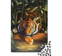 Puzzle 1000 pièces, Motif Animalier, Tigre, carré, créatif, pour Adolescents, en Bois, pour Adultes, Cadeaux, 1000 pièces (75 x 50 cm)