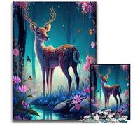 Puzzle 1000 pièces Motif cerf et Fleur, idéal pour Les Adultes et Les Adolescents, idéal pour stimuler Leur Cerveau et Leur développement intellectuel 50x75cm/19,68x29,52 Pouces.