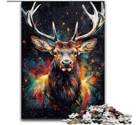 Puzzle 1000 pièces, Motif cerf Graffiti, Casse-tête Stimulant pour Adolescents, idéal pour la décoration intérieure ou comme Cadeau (Taille 50x75cm)