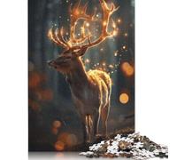 Puzzle 1000 pièces, Motif cerf Magique et Lumineux, difficulté : Jeux éducatifs, Cadeaux de Noël, 1000 pièces (75 x 50 cm)