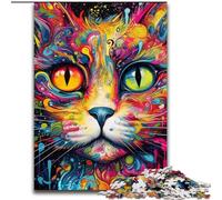 Puzzle 1000 pièces, Motif Chat coloré, pour Une soirée de Jeux en Famille, Une expérience visuelle stimulante et enrichissante (Taille 50x75cm)
