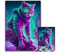 Puzzle 1000 pièces, Motif Chat et Humain, décoration à Faire soi-même, défi cérébral, pour Adultes, Famille, Cadeau de Vacances, 26x38cm/10,23x14,96 Pouces