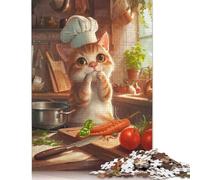 Puzzle 1000 pièces, Motif Chat Mignon, Chef Cuisinier, Puzzle de difficulté, Jeu éducatif, Jouet de décoration familiale, 1000 pièces (38 x 26 cm)