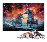 Puzzle 1000 pièces Motif Cheval Ciel étoilé Fantaisie coloré pour Adultes Puzzle en Papier Jeu Stimulant 1000 pièces (38 x 26 cm)