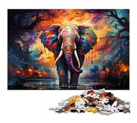 Puzzle 1000 pièces Motif éléphant coloré Puzzle en Bois pour Adultes idéal pour Les Amoureux de l'été 1000 pièces (75 x 50 cm)