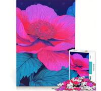 Puzzle 1000 pièces Motif Floral éclatant Fleurs Roses et Turquoise Jeu de réflexion Stimulant Défi Difficile Idéal comme Cadeau pour Toute la Famille 50x75cm