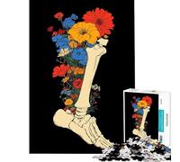 Puzzle 1000 pièces Motif Floral Squelette Jambe Défi cérébral et Intelligence Jouet addictif Jeux relaxants Décoration Secret (Dimensions 75x50cm)