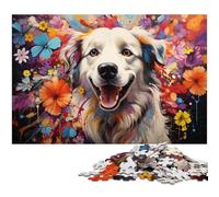 Puzzle 1000 pièces Motif Graffiti psychédélique coloré Motif Chien Samoyède Puzzle en Bois pour Adultes idéal pour Les Amoureux de l'été 1000 pièces (75 x 50 cm)