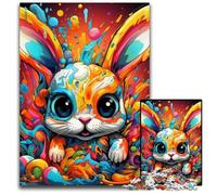 Puzzle 1000 pièces, Motif Lapin coloré, idéal pour se détendre et se Mettre au défi, décoration d'intérieur colorée, pour Les Amis 26x38cm / 10,23x14,96 Pouces