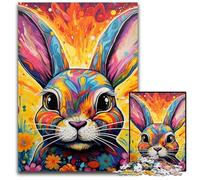 Puzzle 1000 pièces, Motif Lapin coloré, idéal pour se détendre et se Mettre au défi, décoration d'intérieur colorée, pour Les Amis 26x38cm / 10,23x14,96 Pouces