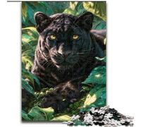 Puzzle 1000 pièces Motif léopard Noir de la Jungle pour Adolescents, pour Un Anniversaire, Une fête ou Une décoration Murale (14 Ans et Plus) (50x75cm)