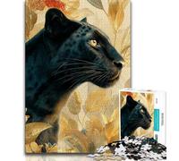 Puzzle 1000 pièces Motif léopard Noir pour Adultes et Adolescents, idéal pour Les Vacances à la Maison, pour Tuer Le Temps Chaque pièce est Unique - Un Jeu Familial Stimulant et Amusant 38x26cm