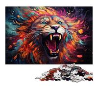 Puzzle 1000 pièces Motif Lion Fantastique coloré Puzzle en Papier pour Adultes idéal pour Les Amoureux de l'été 1000 pièces (38 x 26 cm)