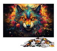Puzzle 1000 pièces Motif Loup coloré et Fantastique en Bois pour Enfants et Adultes 1000 pièces (75 x 50 cm)