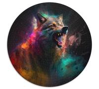 Puzzle 1000 pièces, Motif Loup Fantastique, Rond, 1000 pièces, décoration Artistique à Faire soi-même, Cadeau d'anniversaire idéal, 67,5 x 67,5 cm