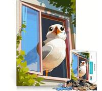 Puzzle 1000 pièces,Motif Oiseau de Dessin animé à la fenêtre,découpe soignée,décoration,Jeu de logique et de Calme,Cadeau de Noël (50x75cm)