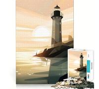 Puzzle 1000 pièces, Motif Phare Minimaliste, découpe Impeccable, Jeu de logique Amusant, activité Gratuite pour Un Anniversaire (38x26cm)