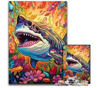 Puzzle 1000 pièces, Motif Requin coloré, Puzzle Stimulant, activité familiale Amusante, défi cérébral, pour Adolescent 50x75cm / 19,68x29,52 Pouces