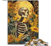 Puzzle 1000 pièces Motif tête de Mort et Fleurs pour Adultes, idéal comme Cadeau de Noël et du Nouvel an (Taille 26x38cm)