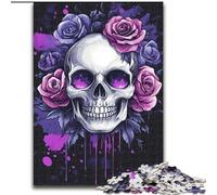 Puzzle 1000 pièces, Motif tête de Mort Rose, 50x75cm, idéal pour Les Amoureux, idéal pour Noël, Le Nouvel an ou la Saint-Valentin