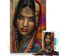 Puzzle 1000 pièces, Motif Traditionnel Indien féminin, découpe soignée, Jeu de réflexion, Cadeau, activité Calme pour Un Anniversaire (38x52cm)