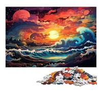 Puzzle 1000 pièces Motif Vagues colorées Fantaisie pour Adultes décoration Murale 1000 pièces (38 x 26 cm)