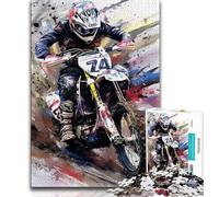 Puzzle 1000 pièces Moto Aquarelle pour Adultes et Adolescents, Jouets éducatifs et éducatifs, Jeux familiaux avec Affiche et fiche de Questions-réponses (50x75cm)