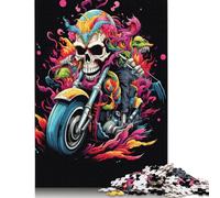 Puzzle 1000 pièces Moto crâne coloré pour Adultes, Cadeau d'halloween, Jouets éducatifs et éducatifs, 1000 pièces (75 x 50 cm)