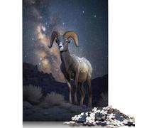 Puzzle 1000 pièces Mouflon d'Amérique sous Les étoiles pour Adultes, difficulté : renforce Les Relations Entre Les Membres de la Famille (1000 pièces, 75 x 50 cm)