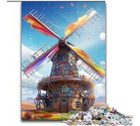 Puzzle 1000 pièces Moulins à Vent colorés en Bois, Cadeau Stimulant pour Les Adolescents, activité éducative(1000 pièces, 50x75cm)