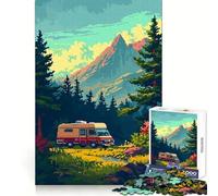 Puzzle 1000 pièces Mountain Camp Pixel Art pour Adolescents Entraînement Intelligent Évasion Tranquille Découpe Impeccable Cadeau mémorable (38x52cm)
