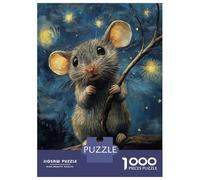 Puzzle 1000 Pièces Mouse Under Starry Sky Puzzle Adulte, Casse-tête, Découpe De Précision, Cadeau Unique pour Anniversaire Et Noël 52x38cm/1000pcs