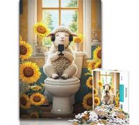 Puzzle 1000 pièces Moutons aux Toilettes pour Adultes, Jouet éducatif et décompressant, idéal comme Cadeau, 50x75cm