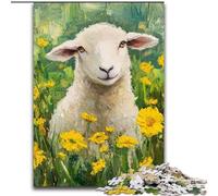 Puzzle 1000 pièces Moutons et Fleurs, Art intéressant, réduction du Stress, liste de souhaits avec Le Père Noël, pour Les 14 Ans (50x75cm)