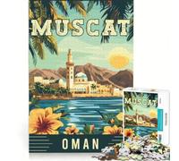 Puzzle 1000 pièces Muscat in Oman | Un défi de taille Chaque pièce est unique Cadeau d'anniversaire cadeau de voyage. 38x26cm