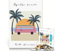 Puzzle 1000 pièces Myrtle Beach,Caroline du Sud Illustration Ajustement Parfait Jeu d'art et de réflexion Temps de détente Cadeau Artistique de Noël (38x52cm)