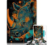 Puzzle 1000 pièces Mystérieux Rhinocéros pour Adolescents, Jouets de Jeu stimulants, décoration Murale, Cadeaux d'anniversaire et de Noël Uniques (Taille 38x26cm)