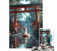 Puzzle 1000 pièces Mystic Kitsune Fox Torii Jeu éducatif et ludique à Monter soi-même pour Les 14 Ans et Plus (38x52cm)