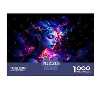 Puzzle 1000 Pièces Mystical Woman with Glowing Hair Puzzles pour Adultes, Jouet, Décoration Murale, Course De Vitesse Manuelle, Idéal comme Cadeau pour Toute La Famille 38x26cm/1000pcs