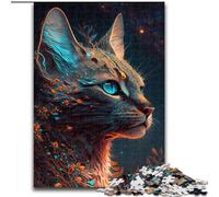 Puzzle 1000 pièces Mythe du Chat de la Savane Puzzles en Bois pour Adultes Taille 50x75cm Idée Cadeau d'anniversaire, Jeu de réflexion Stimulant